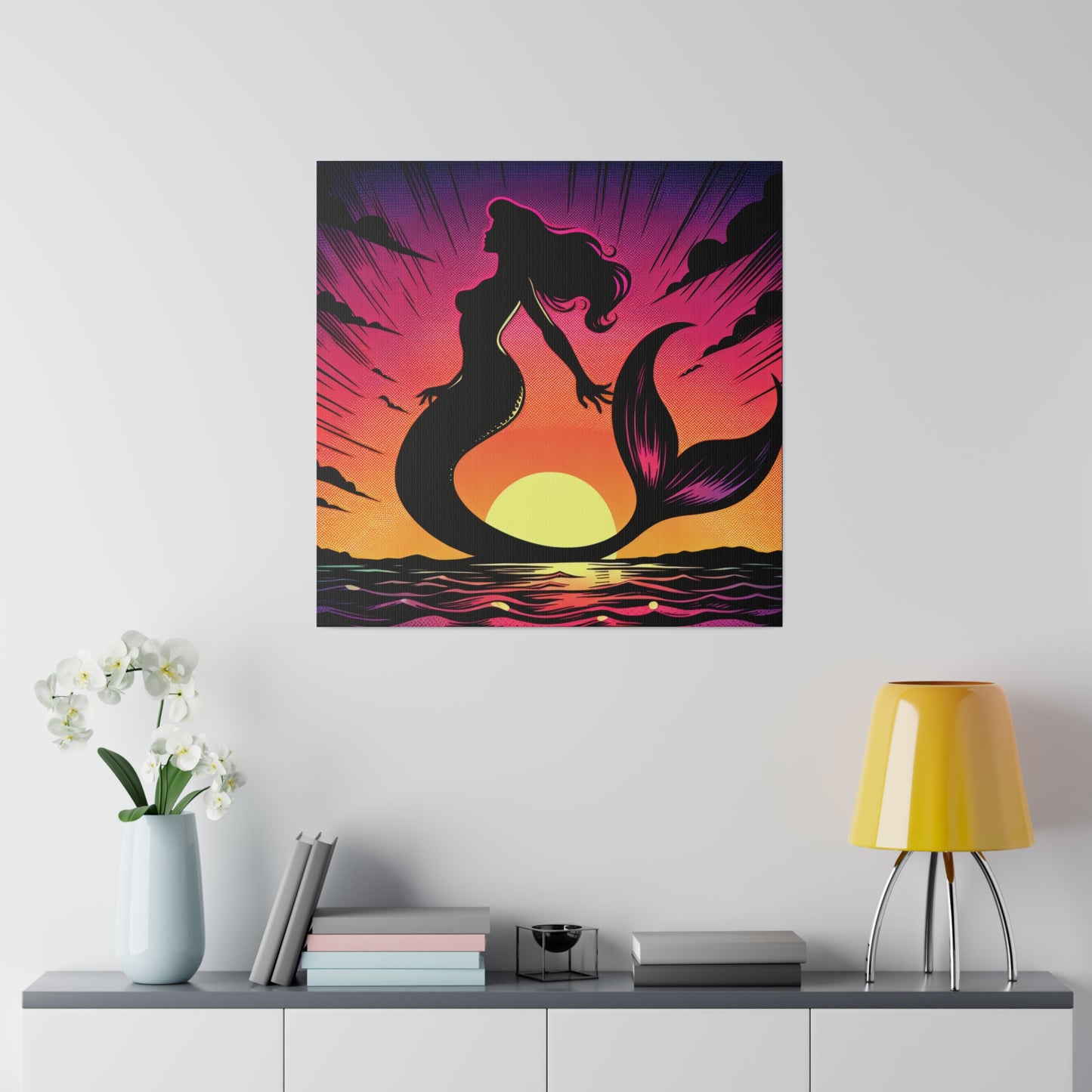 Mermaid in Sunset Matte Canvas, Stretched, 0.75"