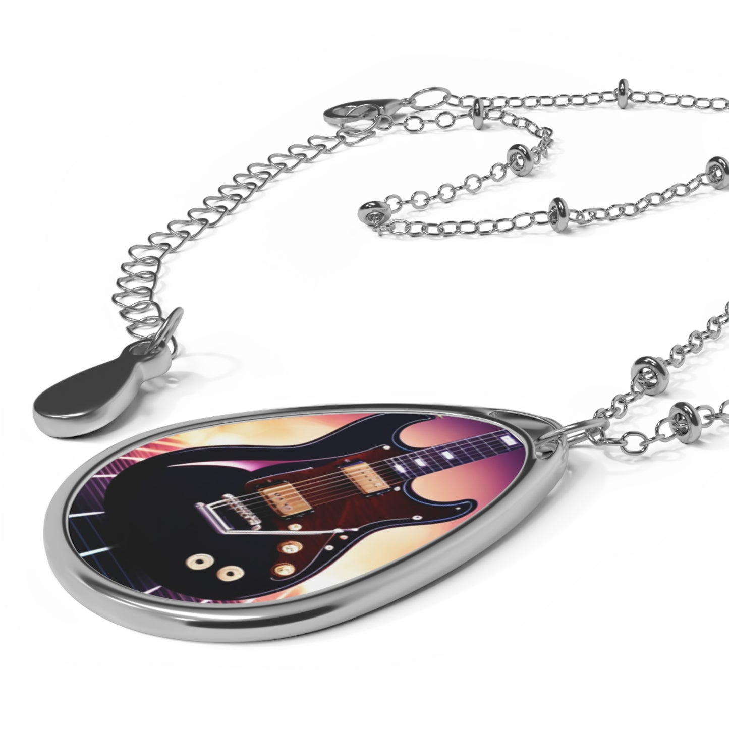 Electric guitar Oval Necklace