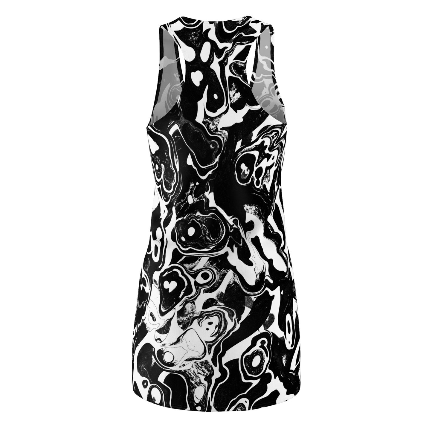 Black abstract Women's Cut & Sew Racerback Dress (AOP)