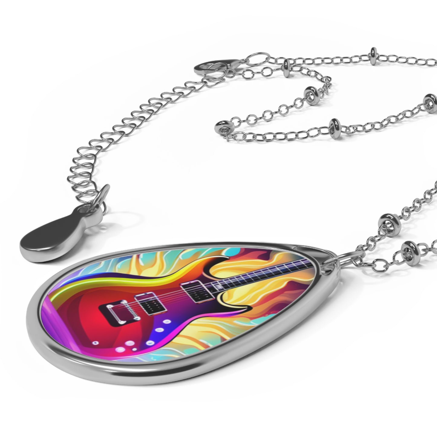 Electric guitar Oval Necklace