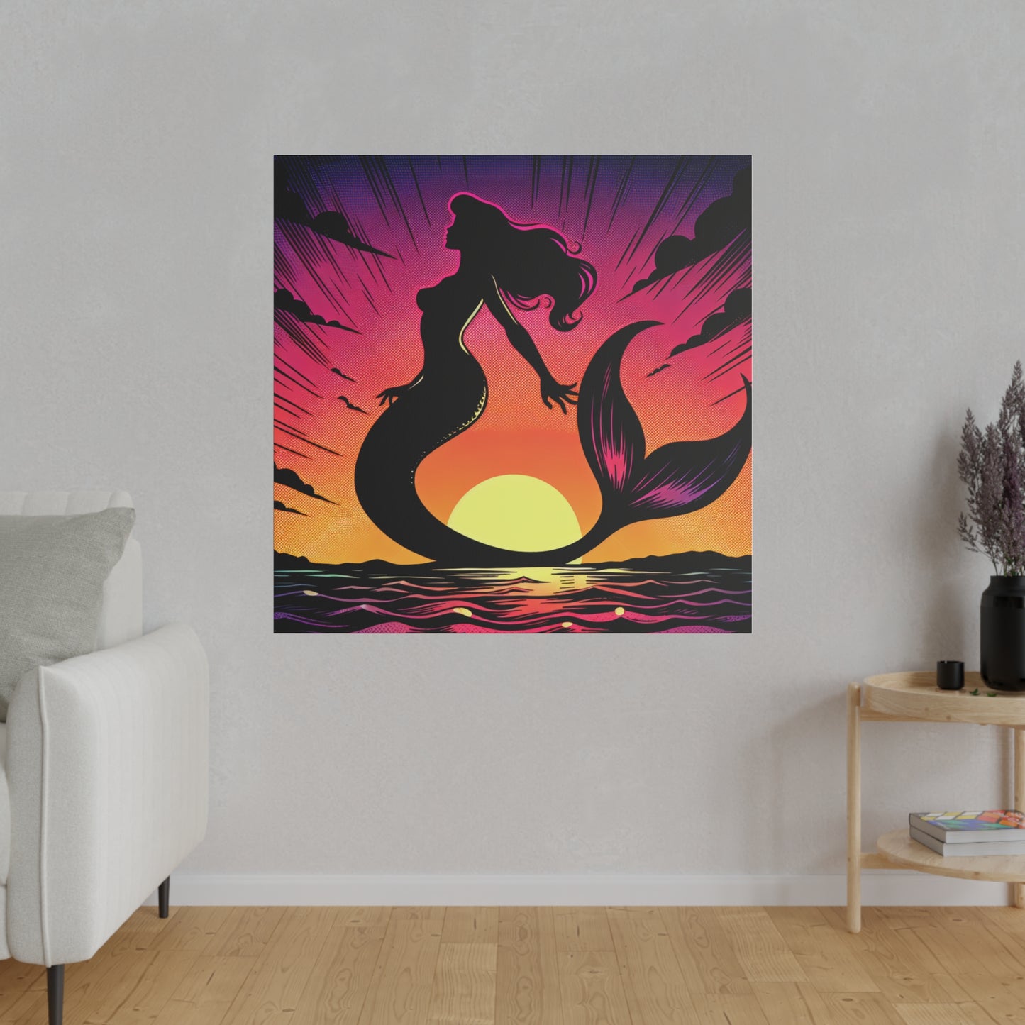 Mermaid in Sunset Matte Canvas, Stretched, 0.75"