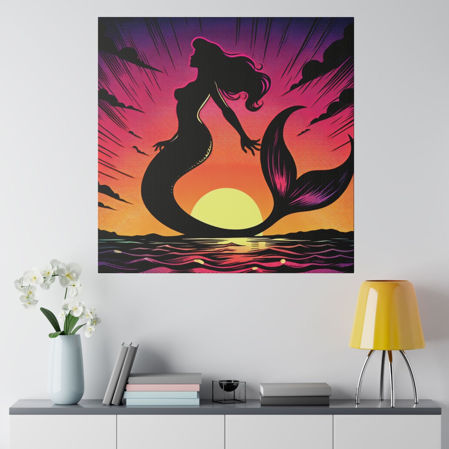 Mermaid in Sunset Matte Canvas, Stretched, 0.75"
