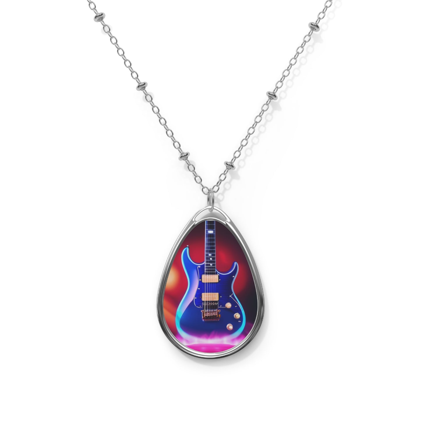 Electric guitar Oval Necklace