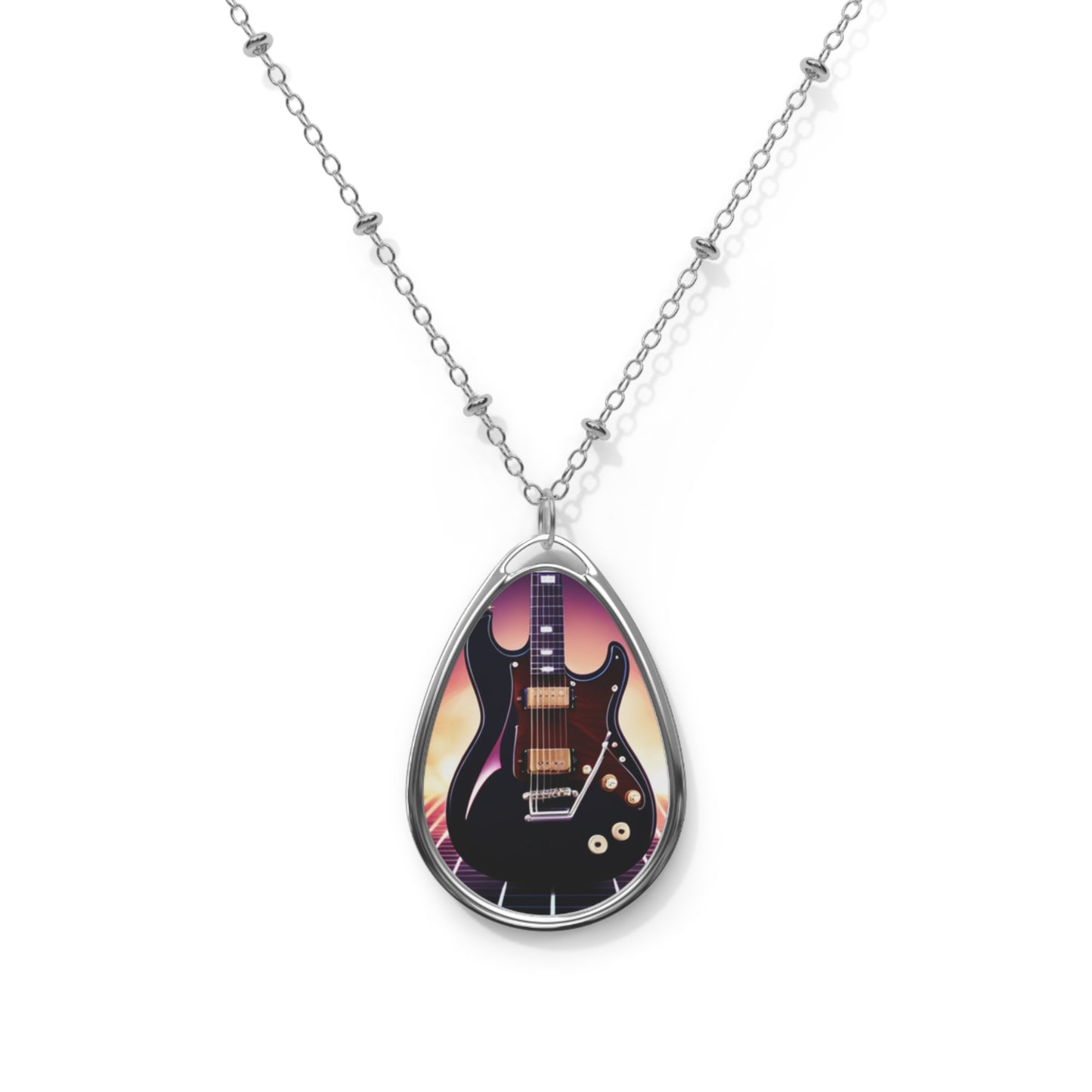 Electric guitar Oval Necklace