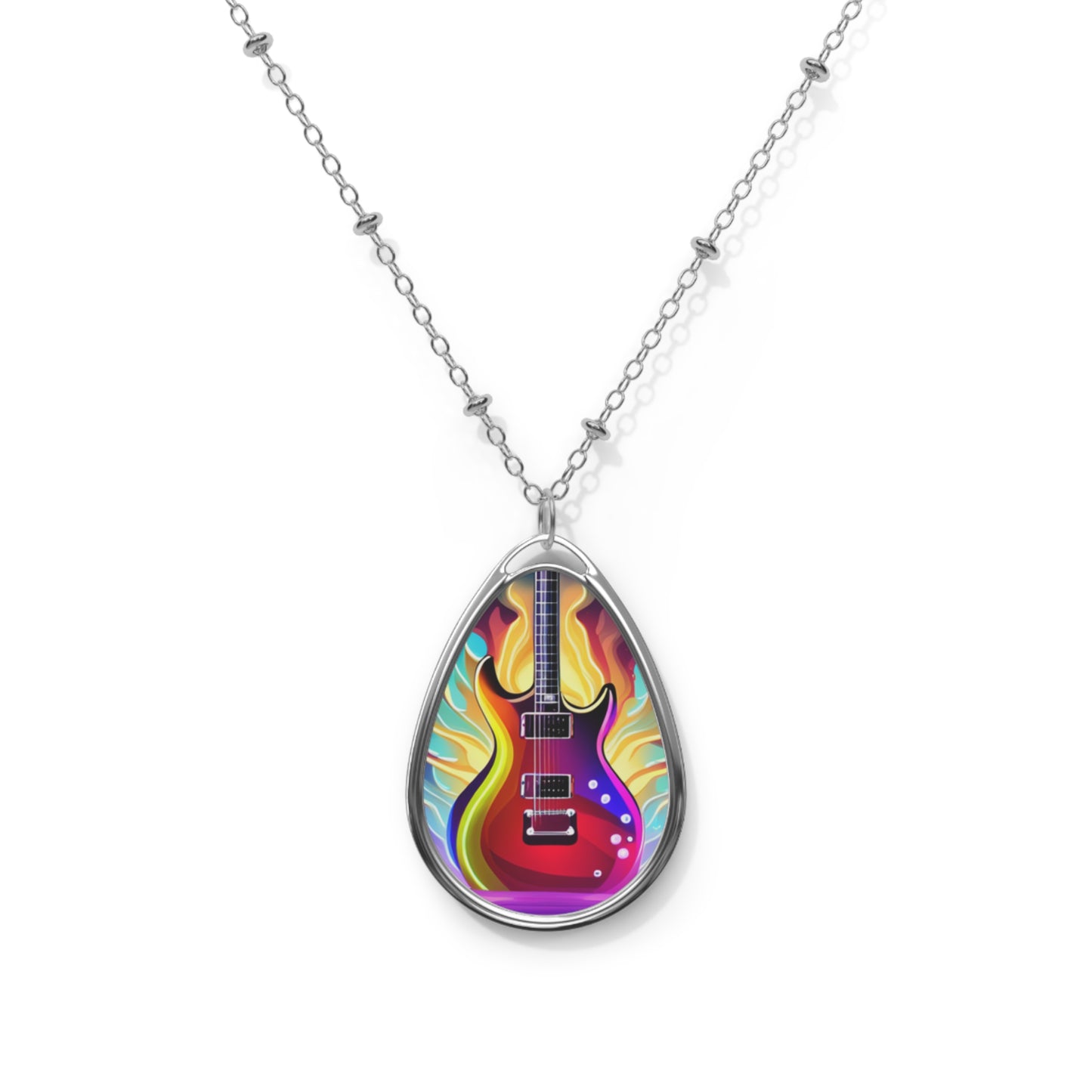 Electric guitar Oval Necklace
