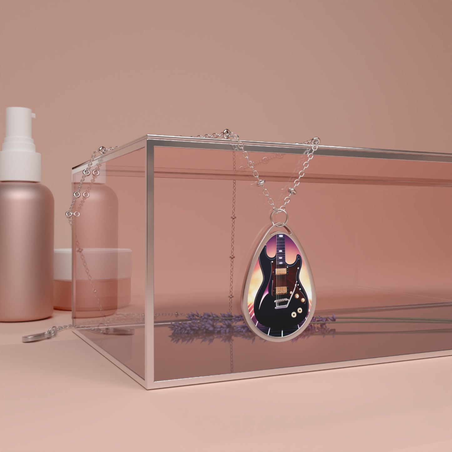 Electric guitar Oval Necklace