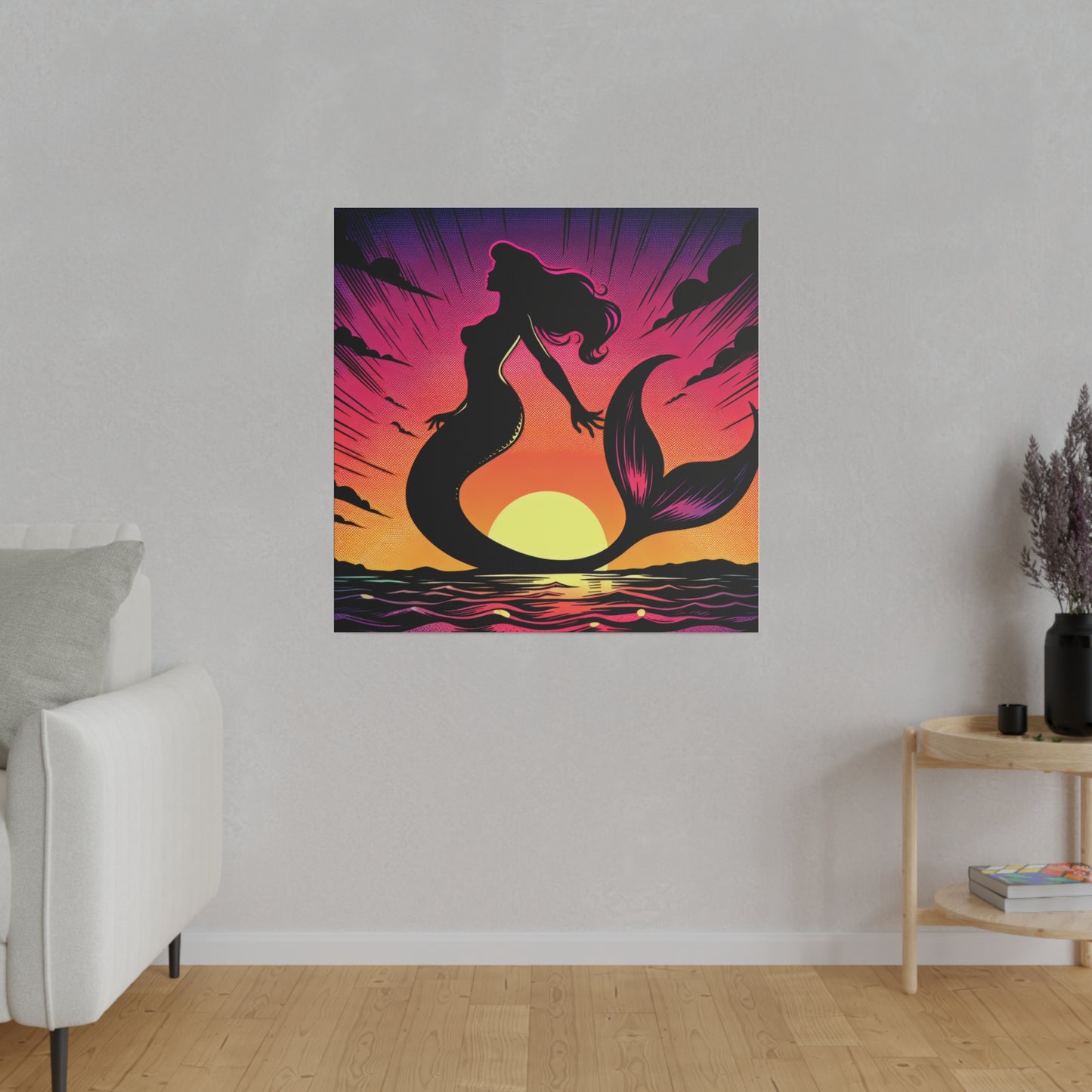 Mermaid in Sunset Matte Canvas, Stretched, 0.75"