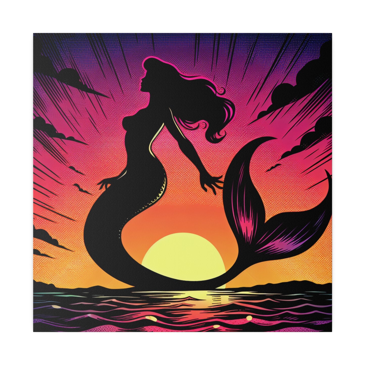 Mermaid in Sunset Matte Canvas, Stretched, 0.75"