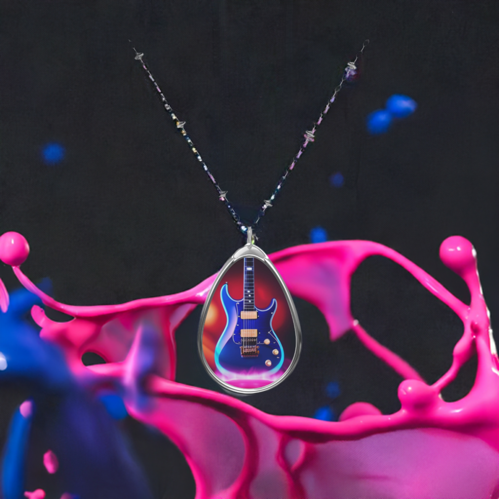 Electric guitar Oval Necklace