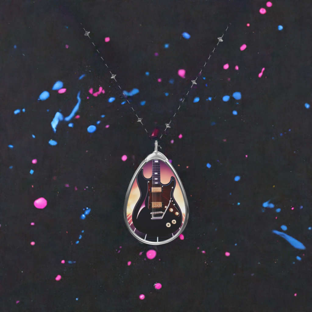 Electric guitar Oval Necklace