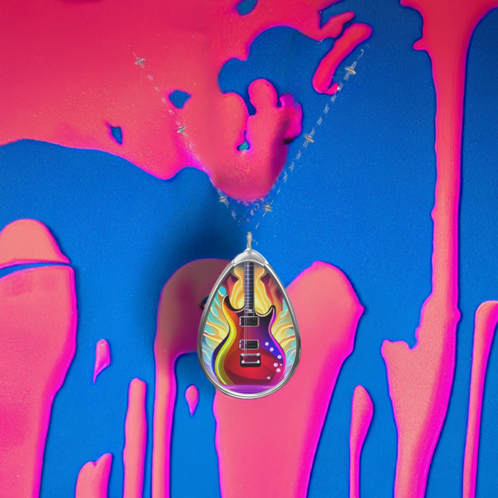 Electric guitar Oval Necklace