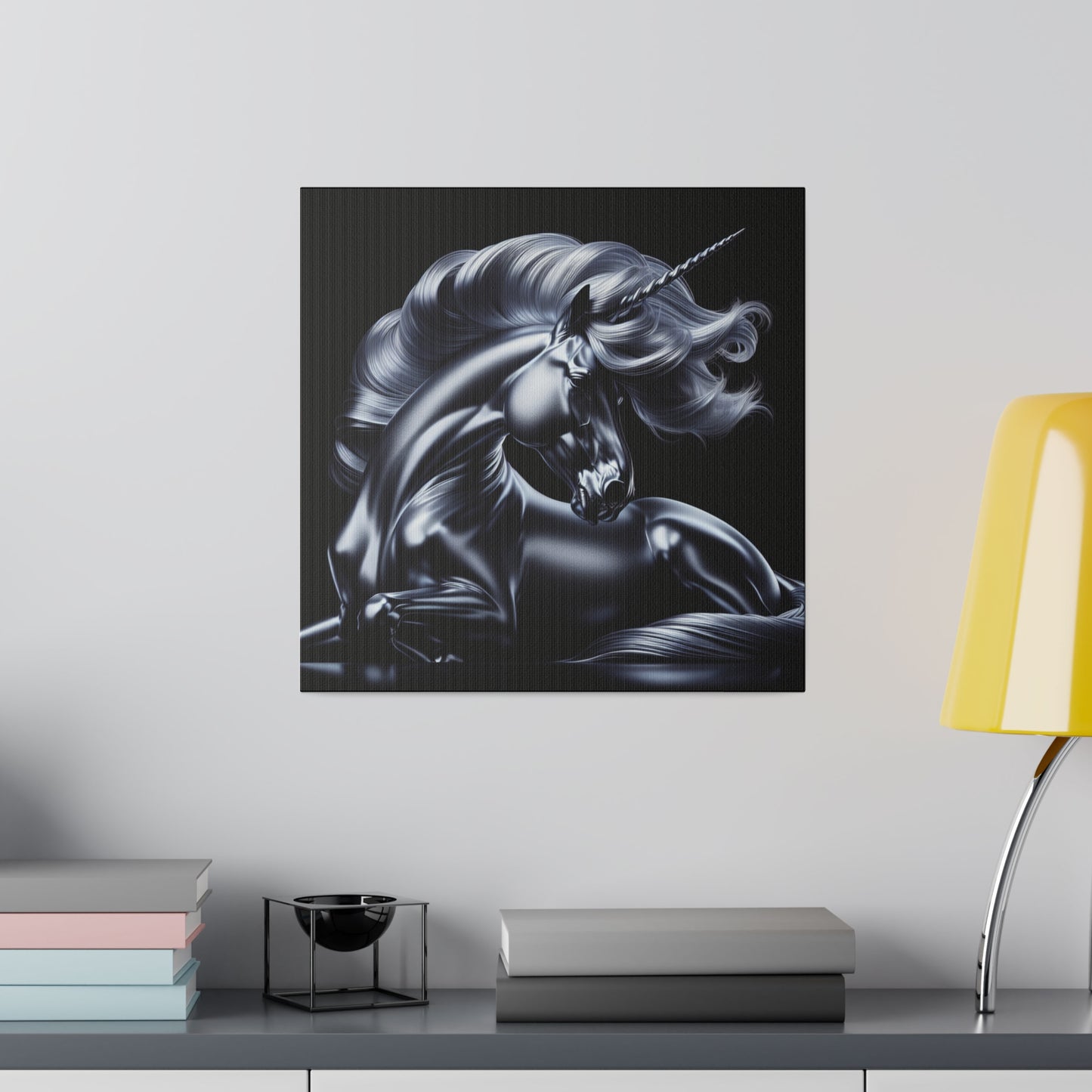 Silver unicorn Matte Canvas, Stretched, 0.75"