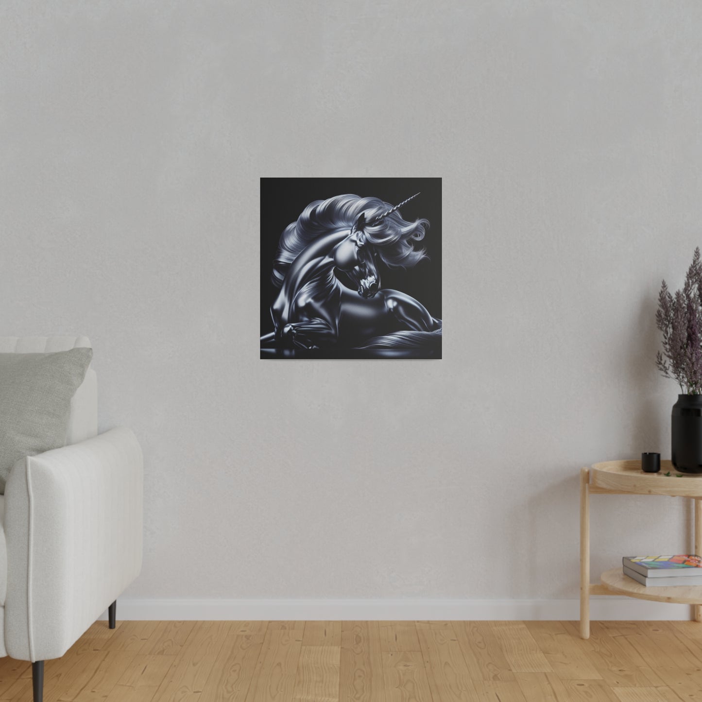 Silver unicorn Matte Canvas, Stretched, 0.75"