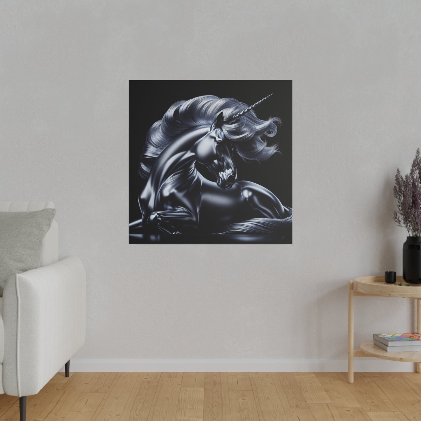 Silver unicorn Matte Canvas, Stretched, 0.75"