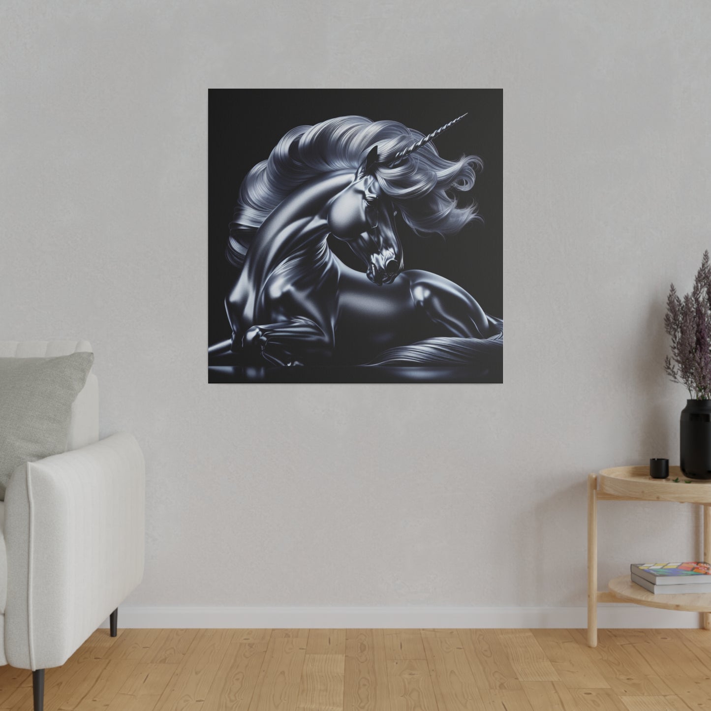 Silver unicorn Matte Canvas, Stretched, 0.75"