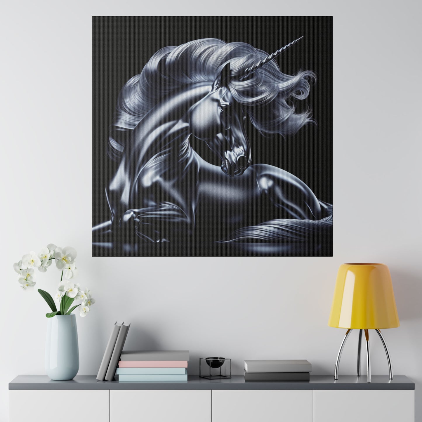 Silver unicorn Matte Canvas, Stretched, 0.75"