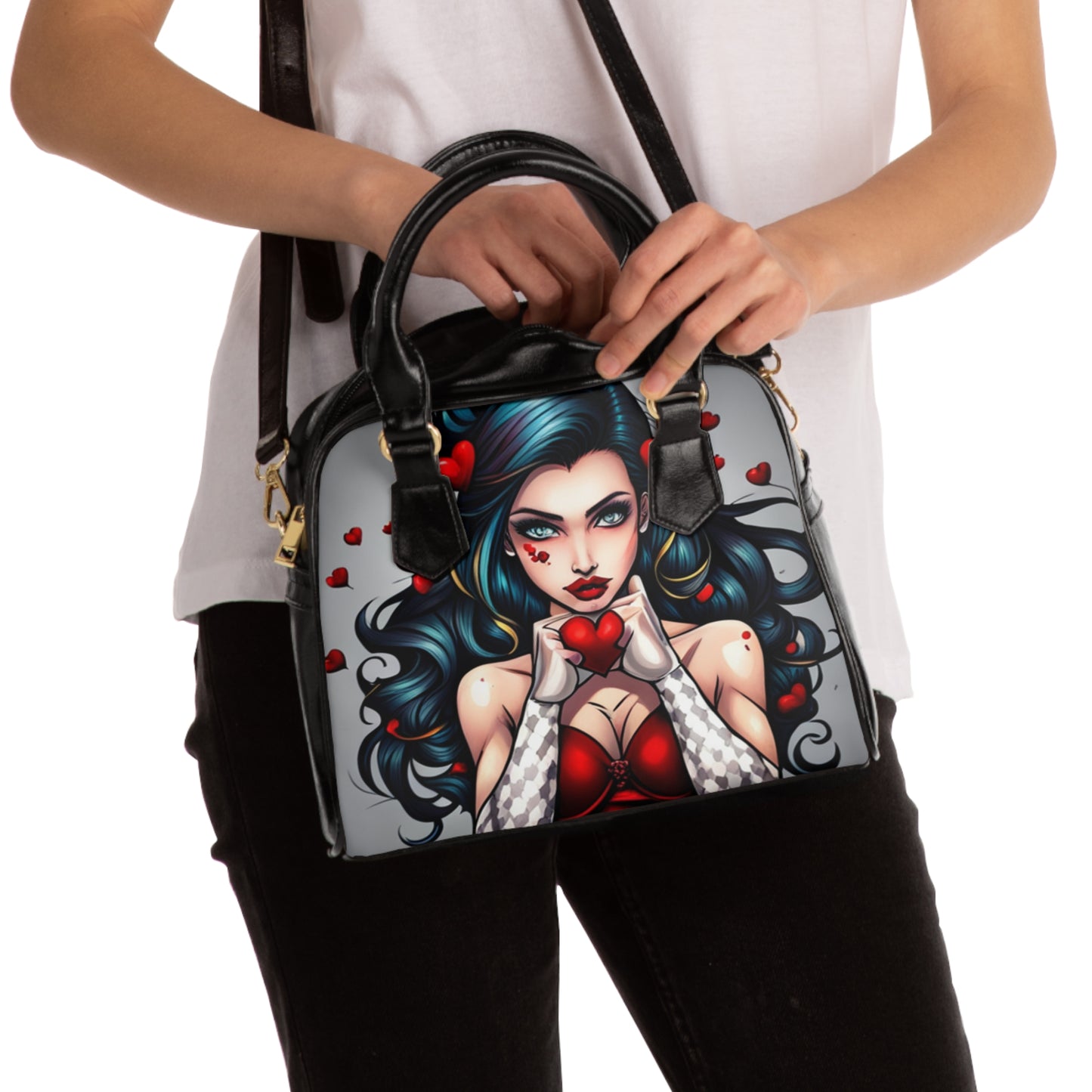 Superhero heart woman Shoulder Handbag