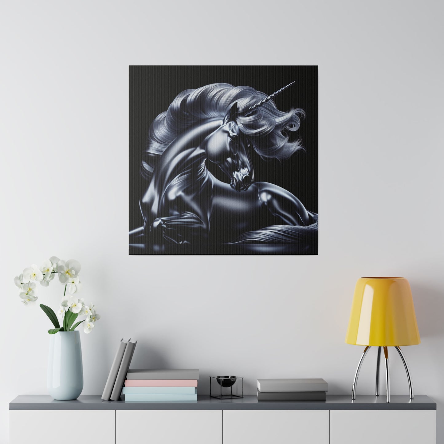 Silver unicorn Matte Canvas, Stretched, 0.75"