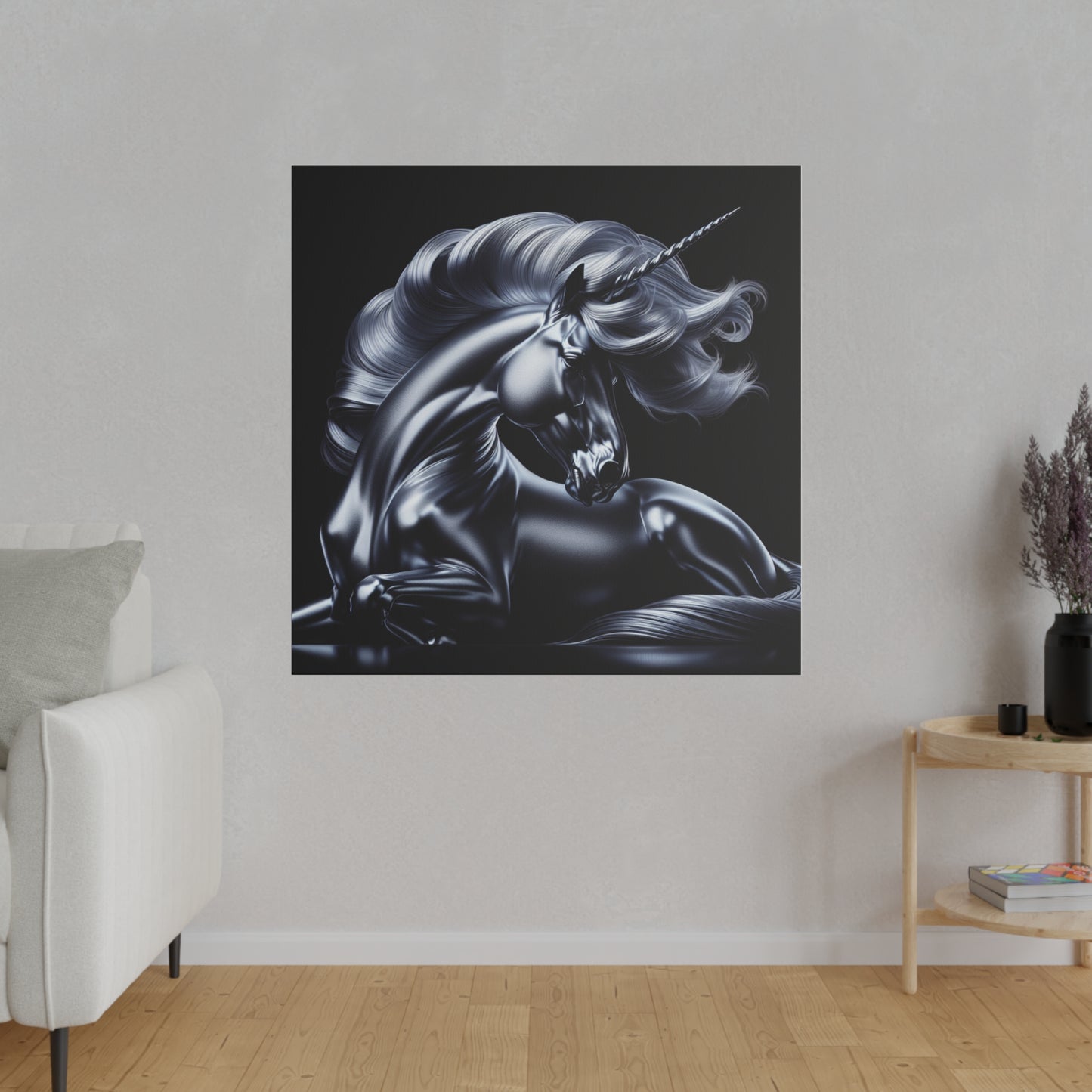 Silver unicorn Matte Canvas, Stretched, 0.75"