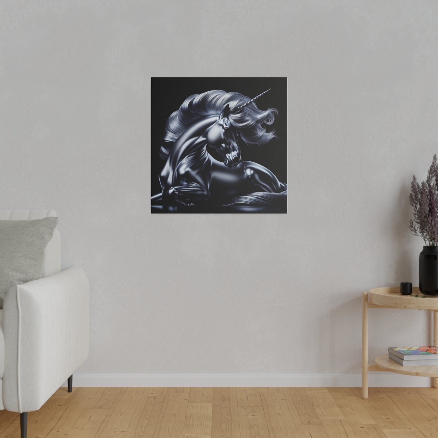 Silver unicorn Matte Canvas, Stretched, 0.75"