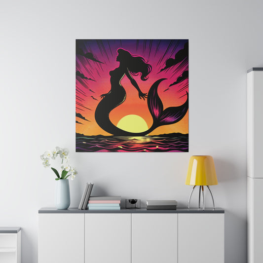 Mermaid in Sunset Matte Canvas, Stretched, 0.75"
