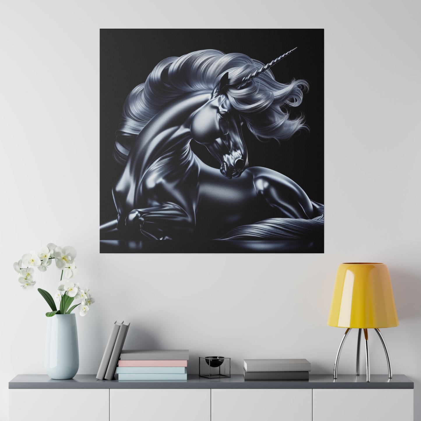 Silver unicorn Matte Canvas, Stretched, 0.75"