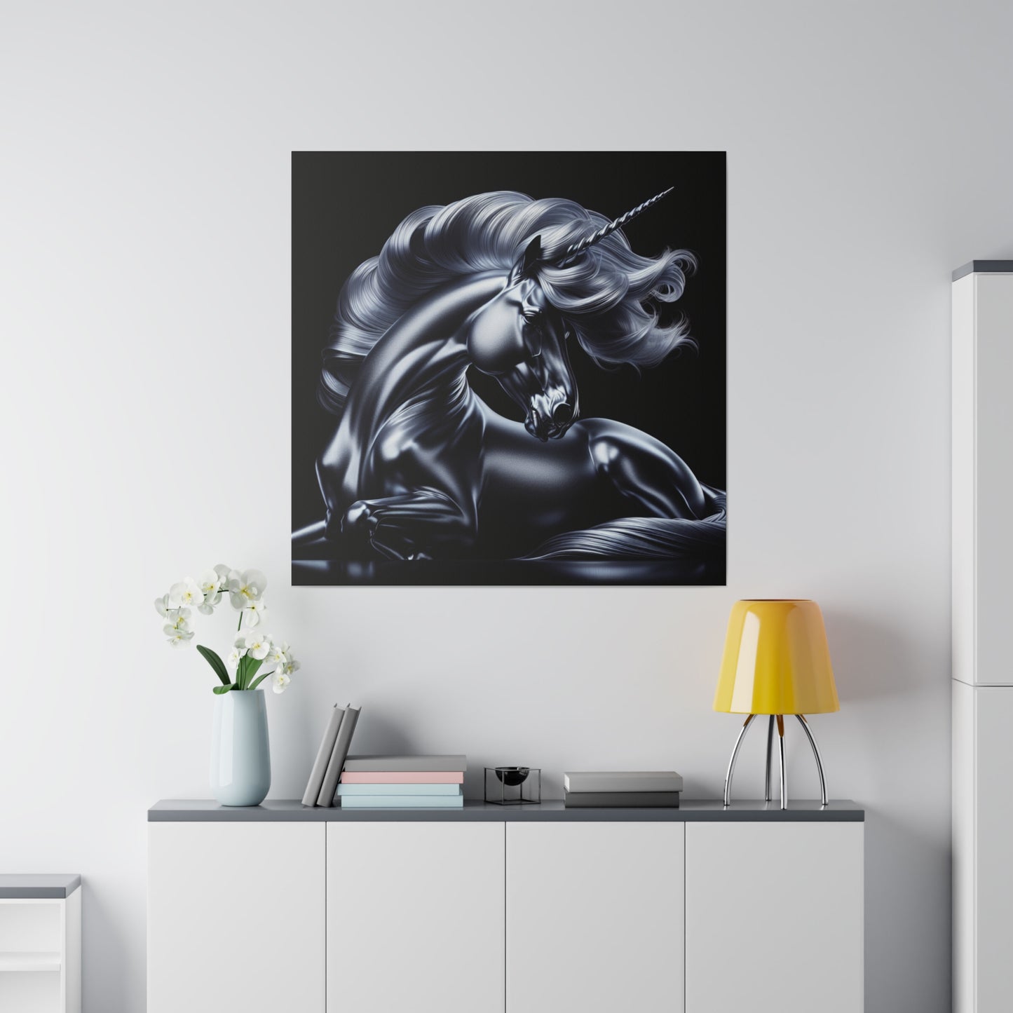 Silver unicorn Matte Canvas, Stretched, 0.75"