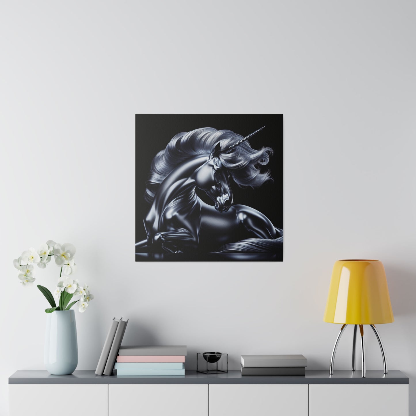 Silver unicorn Matte Canvas, Stretched, 0.75"