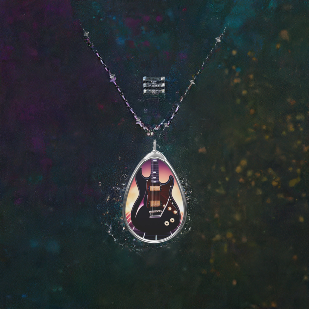 Electric guitar Oval Necklace